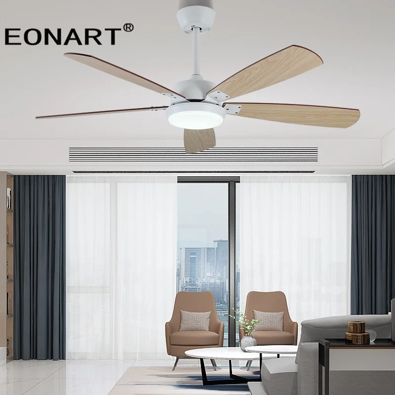52Inch Led Ceiling Fan Lamp Roof Lighting Fan Modern Indoor Decorate Plywood Blade Dc Ceiling With Remote Control Ventilador