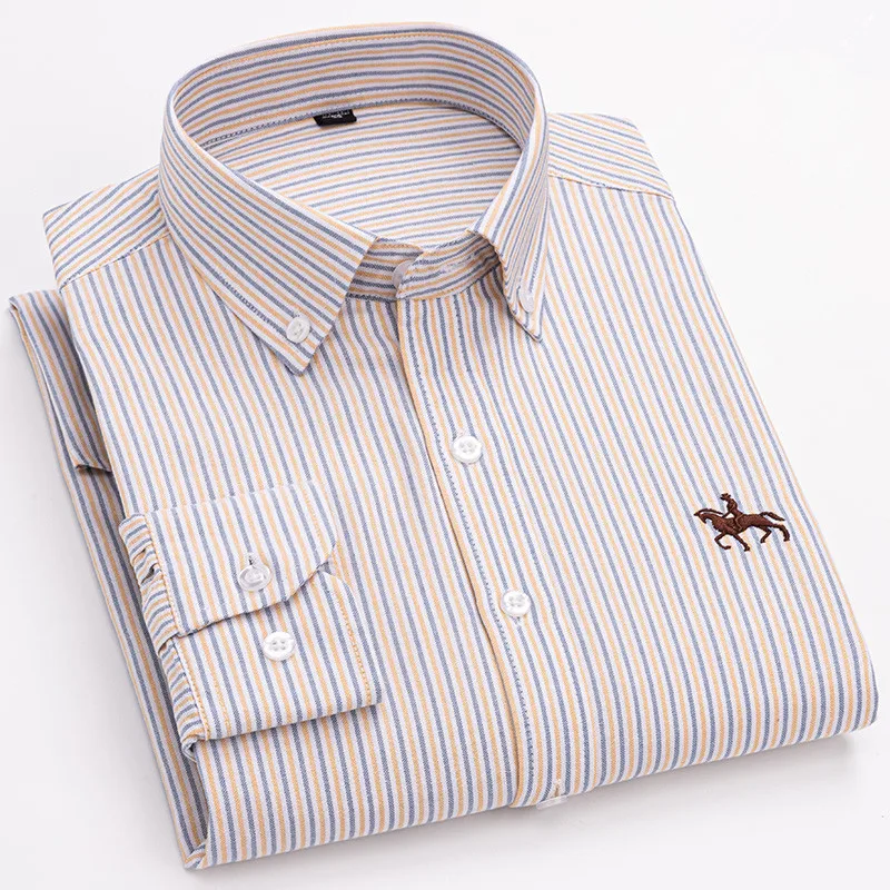 Men's Oxford Long Sleeve 100% Cotton Dress Shirt - Regular Fit, Casual & Formal Wear