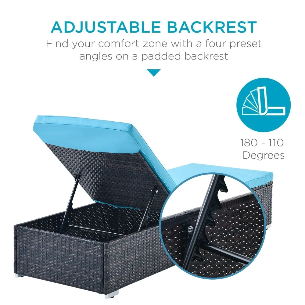 Outdoor Patio Chaise Lounge Chair, with Elegant Reclining Adjustable Backrest, Easy To Assemble, Pool Recliners 4