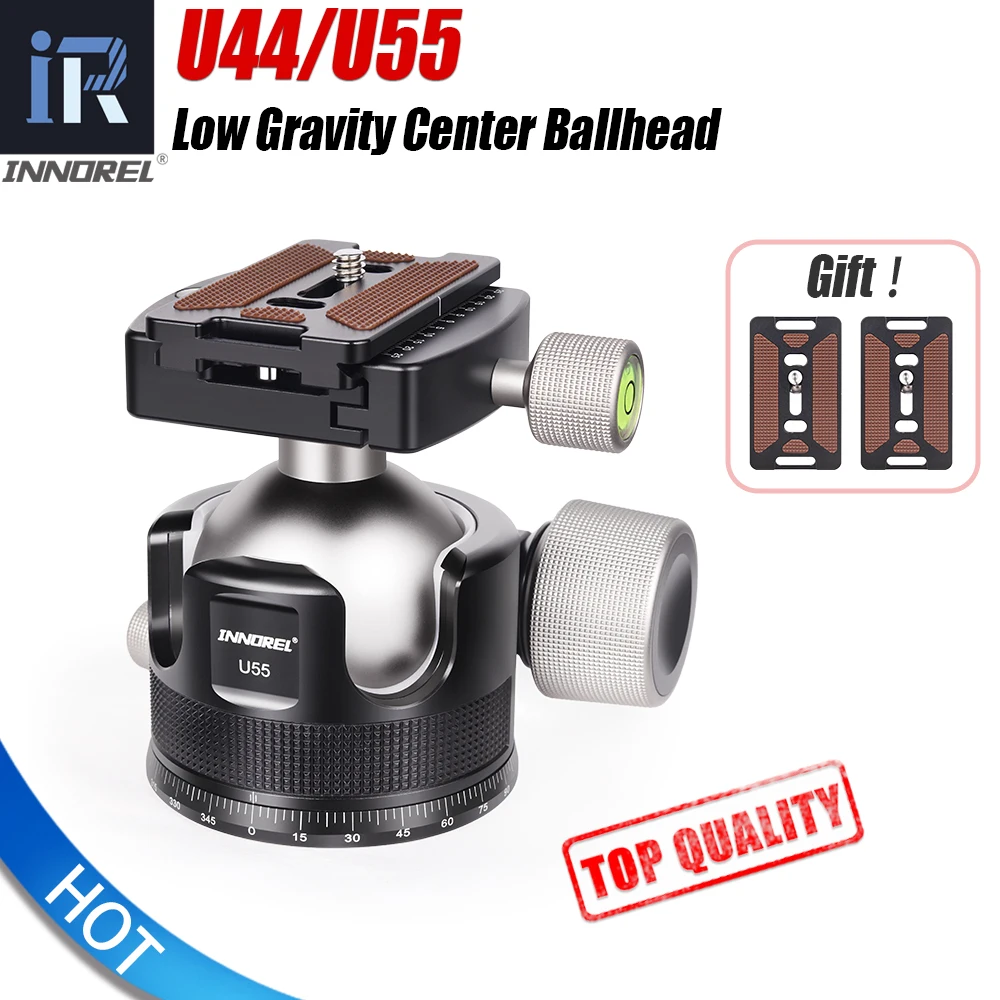 INNOREL U44/U55 Low Profile Camera CNC Metal Heavy Duty 360 Panoramic Tripod Ball Head, for Tripod Monopod DSLR Camera Camcorder