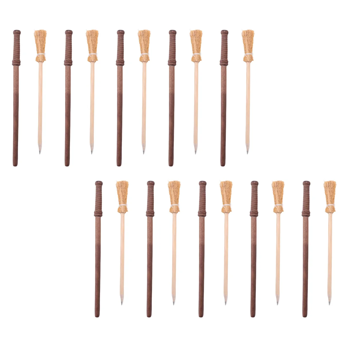 

10 Pcs Wand Pencils Party Supplies And10 Pieces Witch Broom Pencils, Wand Pencils Theme Birthday Goody Bag Filler Favors