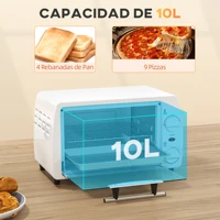 Homcom Four Électrique De Table 10 Litres 750W 36,5X26X22 cm Blanc 4