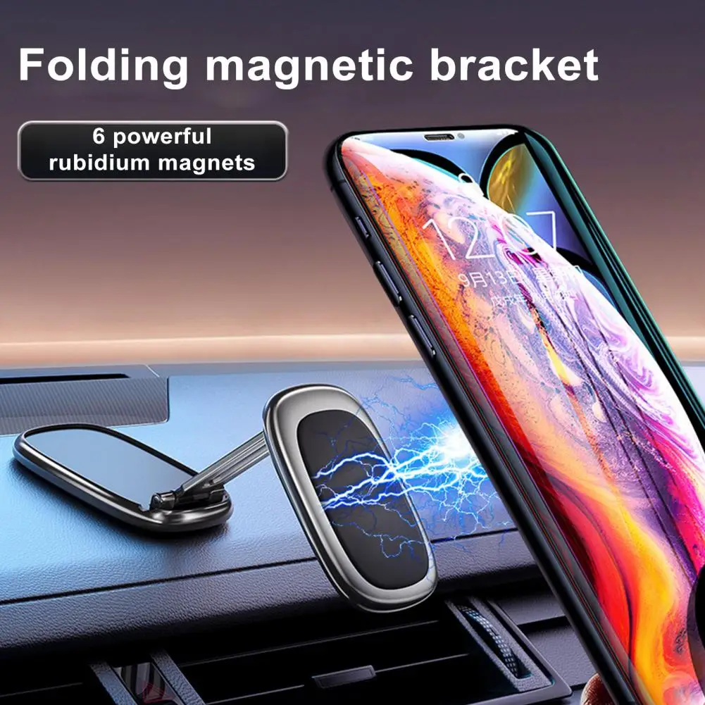 

6 Magnetic Suction Car Phone Holder Self-adhesive Strong Load Bearing Visible Folding 360 Degree Rotating Auto Phone Mount