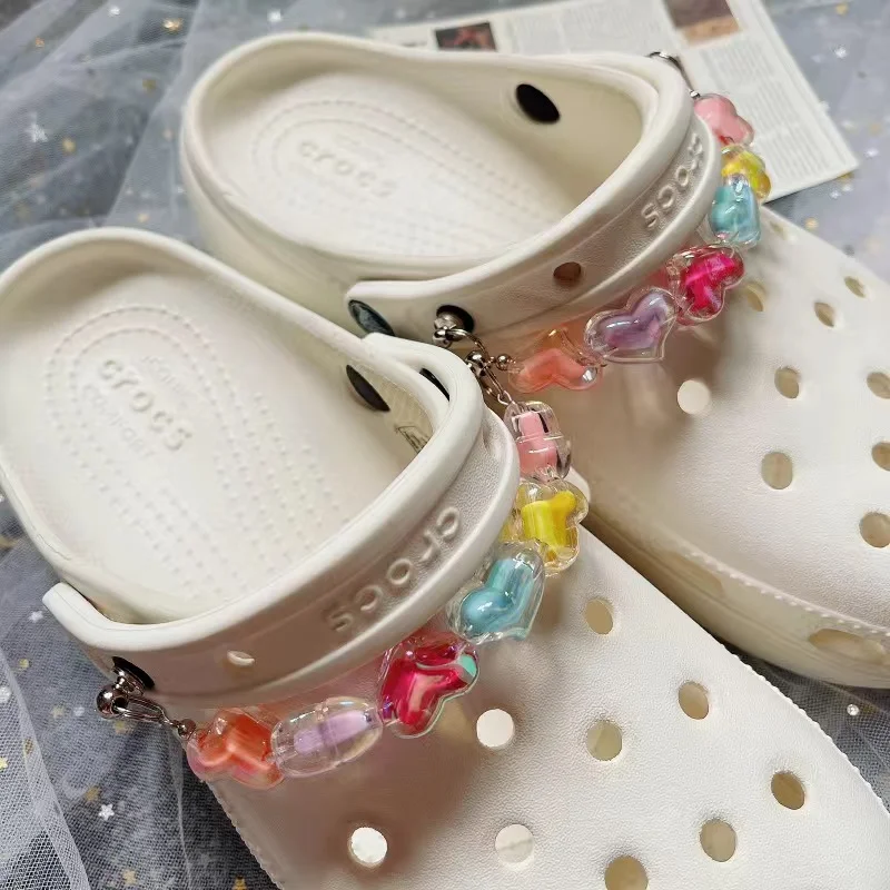 Double Strings Set Shoe Charms Decoration BuckleTransparent Love Form