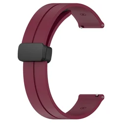 Silicone Magnetic Buckle Smartwatch Strap - Adjustable 20mm/22mm Band for Enhanced Comfort and Style (Wine red)