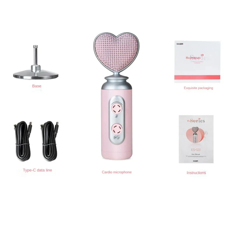 Professional USB-C Noise Reduction Condenser Microphone For Mobile Phone PC Computer Live Streaming Pink