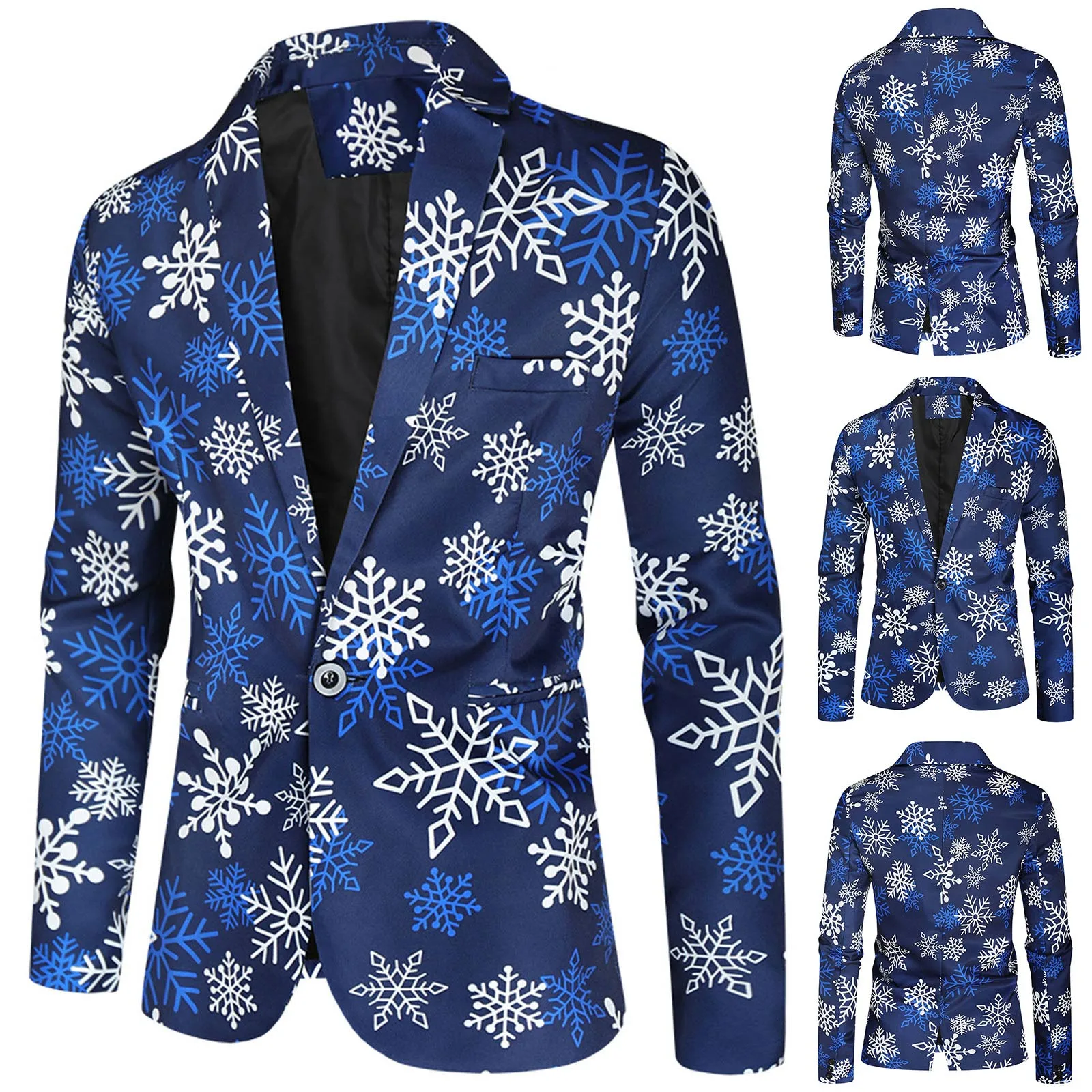 Christmas Hawaiian Shirts Christmas Tree snow Printed Blazer Men Fashion Suit Coat Long Sleeve Beach Lapel Men's Clothing