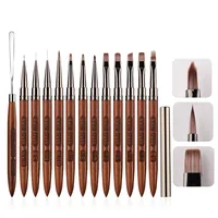 Nail Art Brush Triangular Spatula Drawing Painting Line Pen Liner Gradient Flat Round Metal French Manicure Tools 1