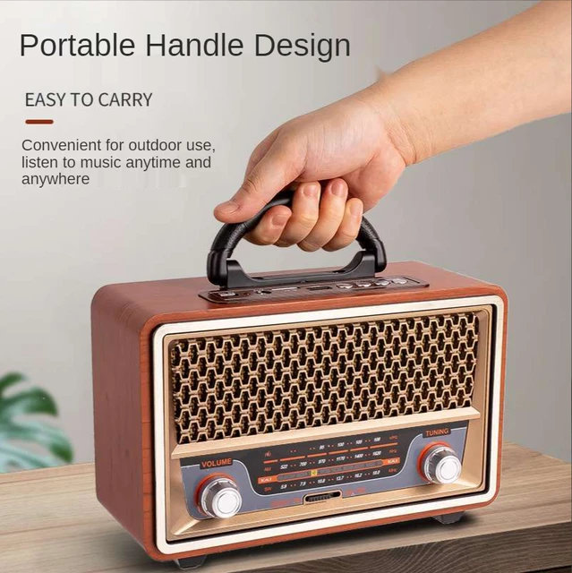 Radio portátil Retro de madera de alta calidad, reproductor de música AM/FM/SW,  Altavoz Bluetooth multifunción, tarjeta Subwoofer, Audio Caixadesom -  AliExpress