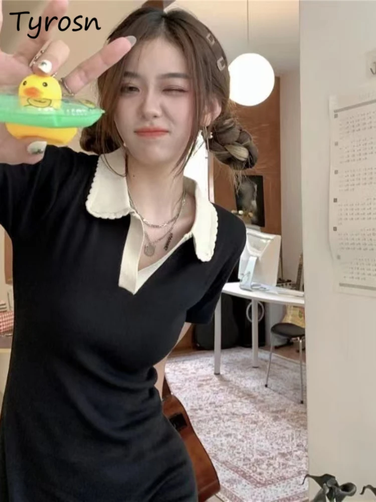 

Летнее платье с воротником Питер Пэн, женское облегающее Платье трапециевидного силуэта в французском стиле ретро, Новое поступление, милое молодежное платье в стиле Харадзюку с напуском