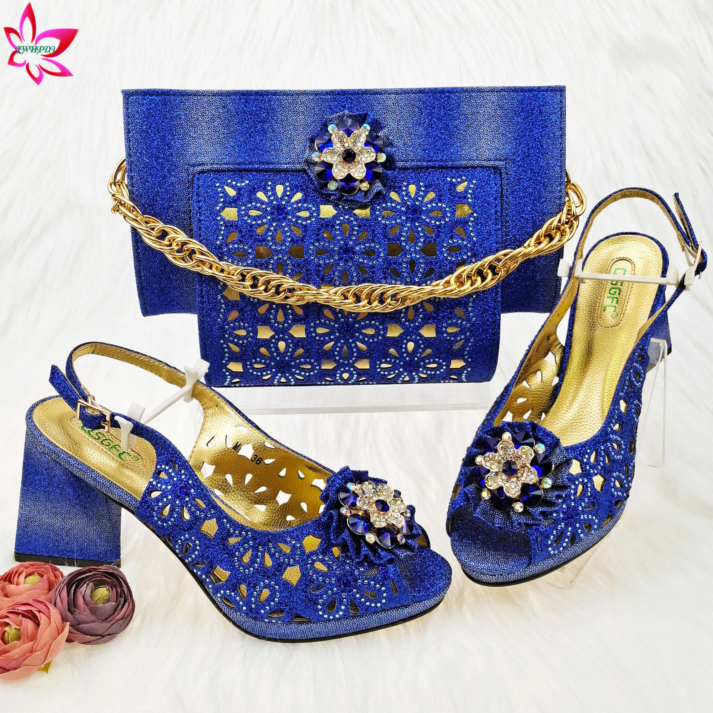 2023 New Fashionable Peep Toe Popular Sandal Shoes Matching Bag Set For