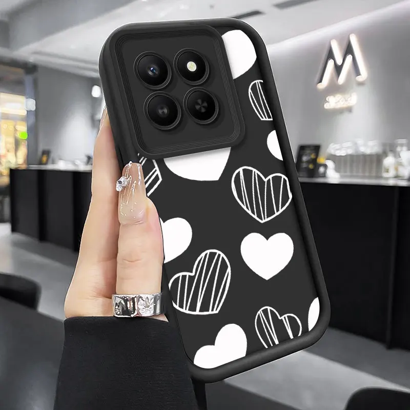 Luxury Black Floral Love Heart Silicone Phone Case - Soft Protective Bumper Cover