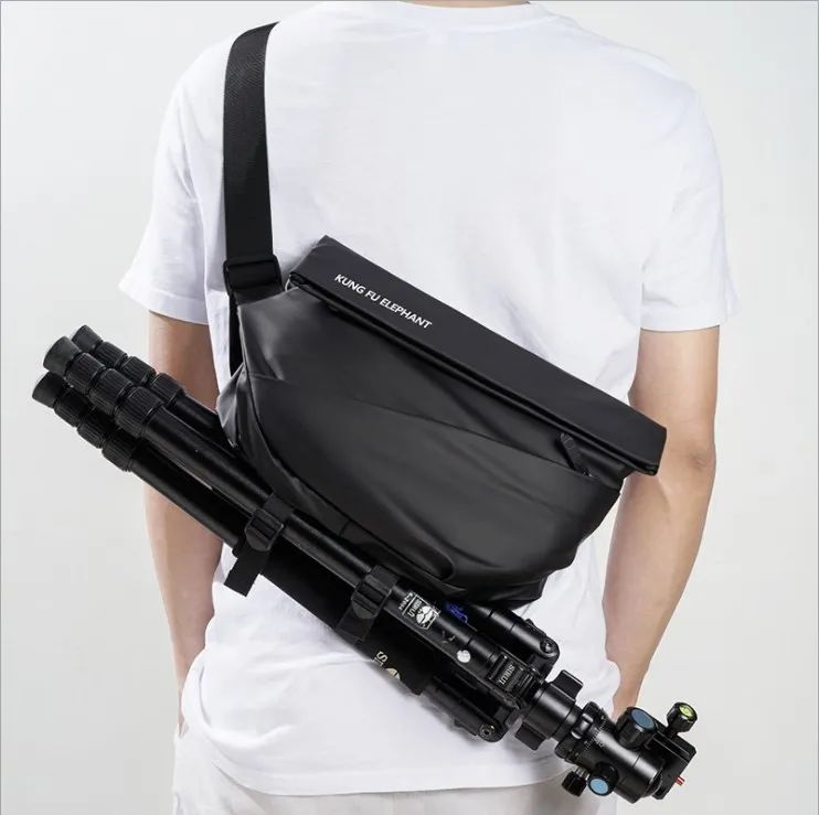 

Men Black Large Foldable Chest Bag Travel Outdoor Nylon Waterproof Crossbody Bags for Men