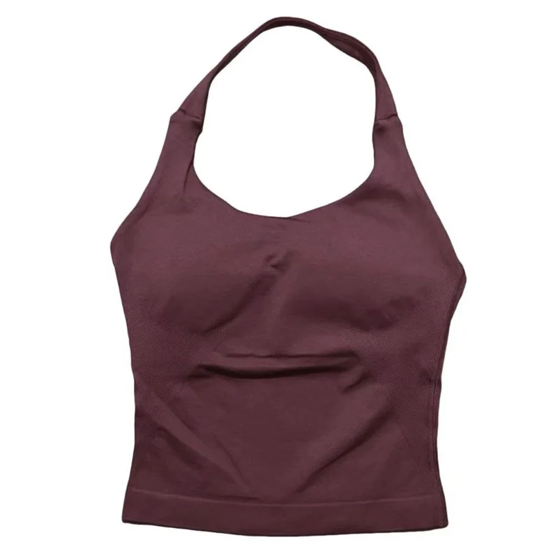 Seamless Push-Up Sports Halter Top with Removable Padding