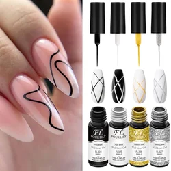 Nail Art Liner Gel Polish Set in Black, White, Gold, and Silver (ZH21941)