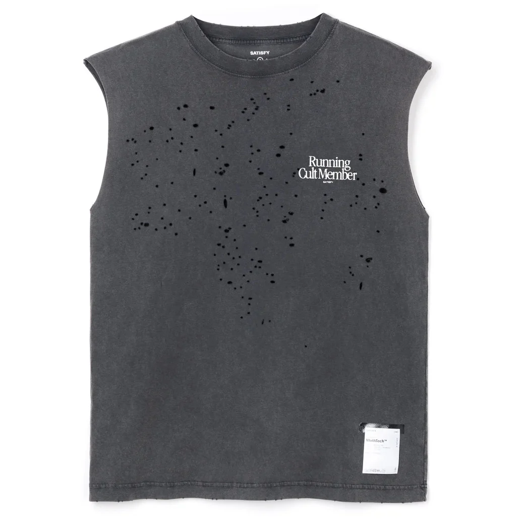 High Quali Satisfy Running Faion Sport oulder Pad Svel Loose Casual Pure Cotton Distred ort Sve T-irt