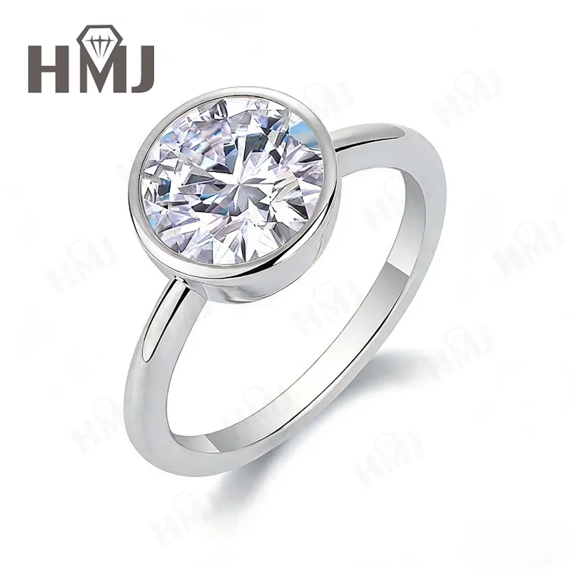 3ct Moissanit-Ring, D-Farbe, runder Brillantschliff, 925er Sterlingsilber, edler Schmuck für Frauen, Ehering, Jahrestagsgeschenk – Detail 7
