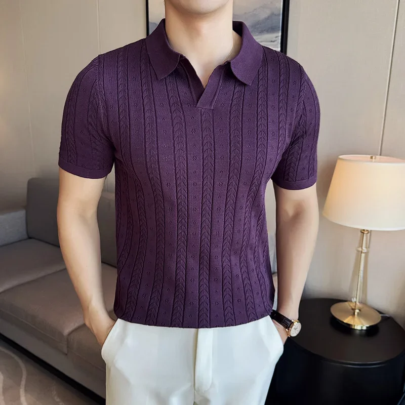 Tシャツ・カットソー Needles Men's Polo Knit Short Sleeve MR326-Purple TOWED22 Polo T Shirts for Men,Men's Short Sleeve Polo Shirts