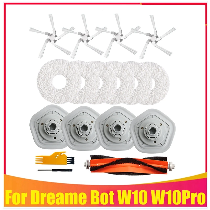 

Promotion!17Pcs Washable Mop Cloth Main Side Brush Accessories Kit For Xiaomi Dreame W10/W10 Pro Robot Vacuum Cleaner