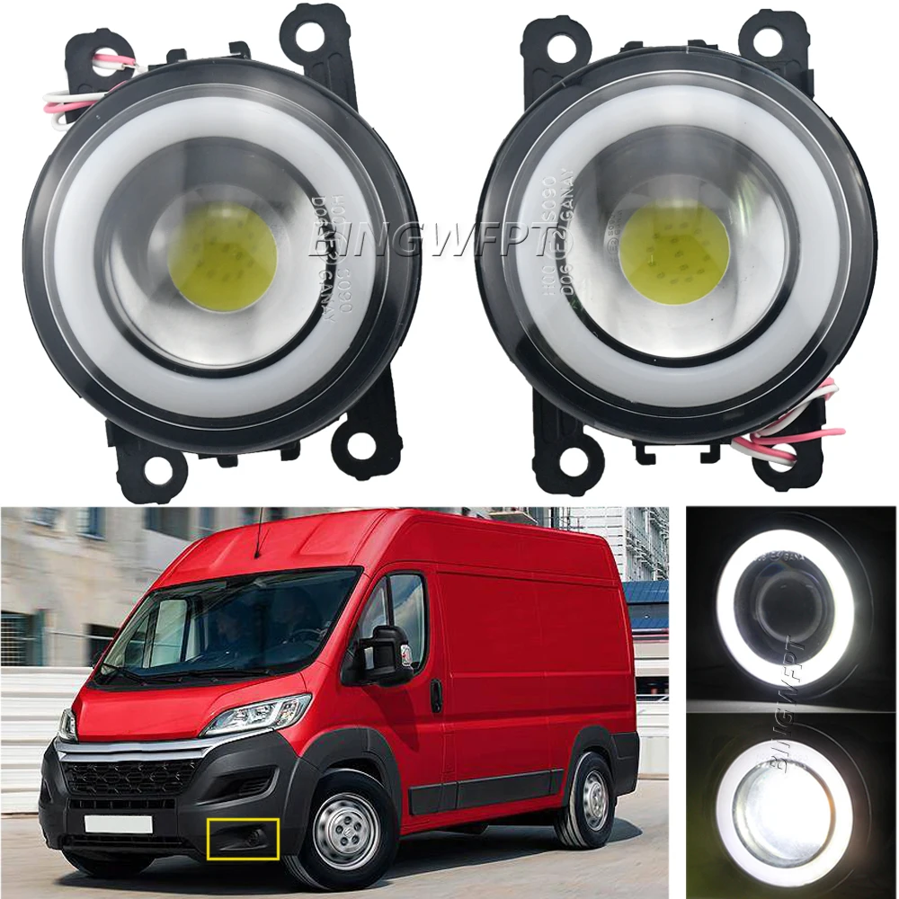 

2 X Angel Eyes Car Styling Front Bumper LED Fog Lights with Lens For Citroen Jumper 290 295 2014 2015 2016