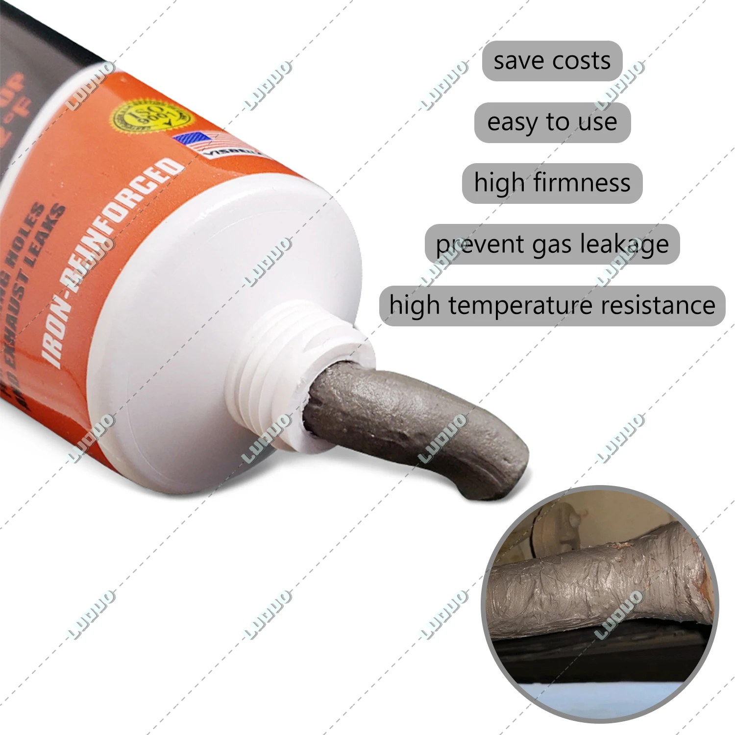 Car Exhaust Pipe Repair Glue For Motorcycle Auto Pipes Silencer Seal Welding Leak Repair High Temp Adhesive For Muffler Tailpipe 3