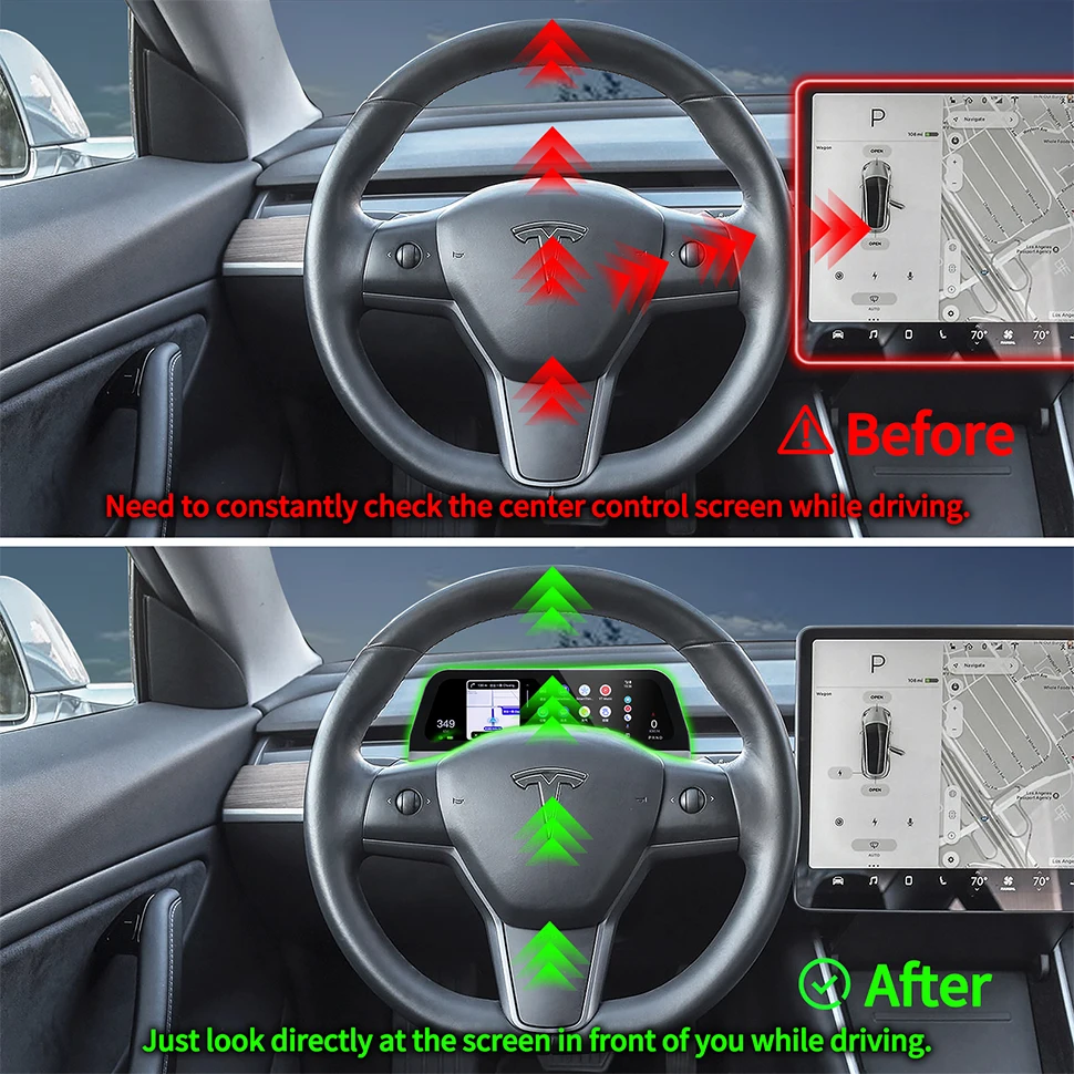 Catronics für 2023Tesla Zubehör Modell 3 y digitales Armaturen brett Heads  Up Display Carplay Android Auto für Tesla Hud Power Speed –