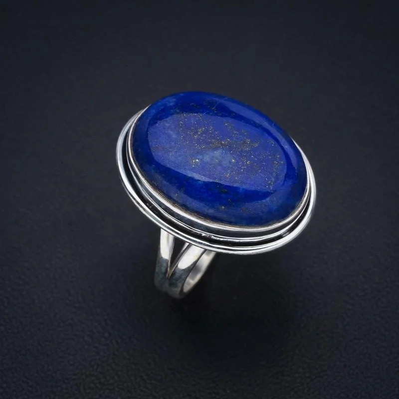 

StarGems Lapis Lazuli ручной работы 925 пробы Серебряное кольцо 5,5 F1836