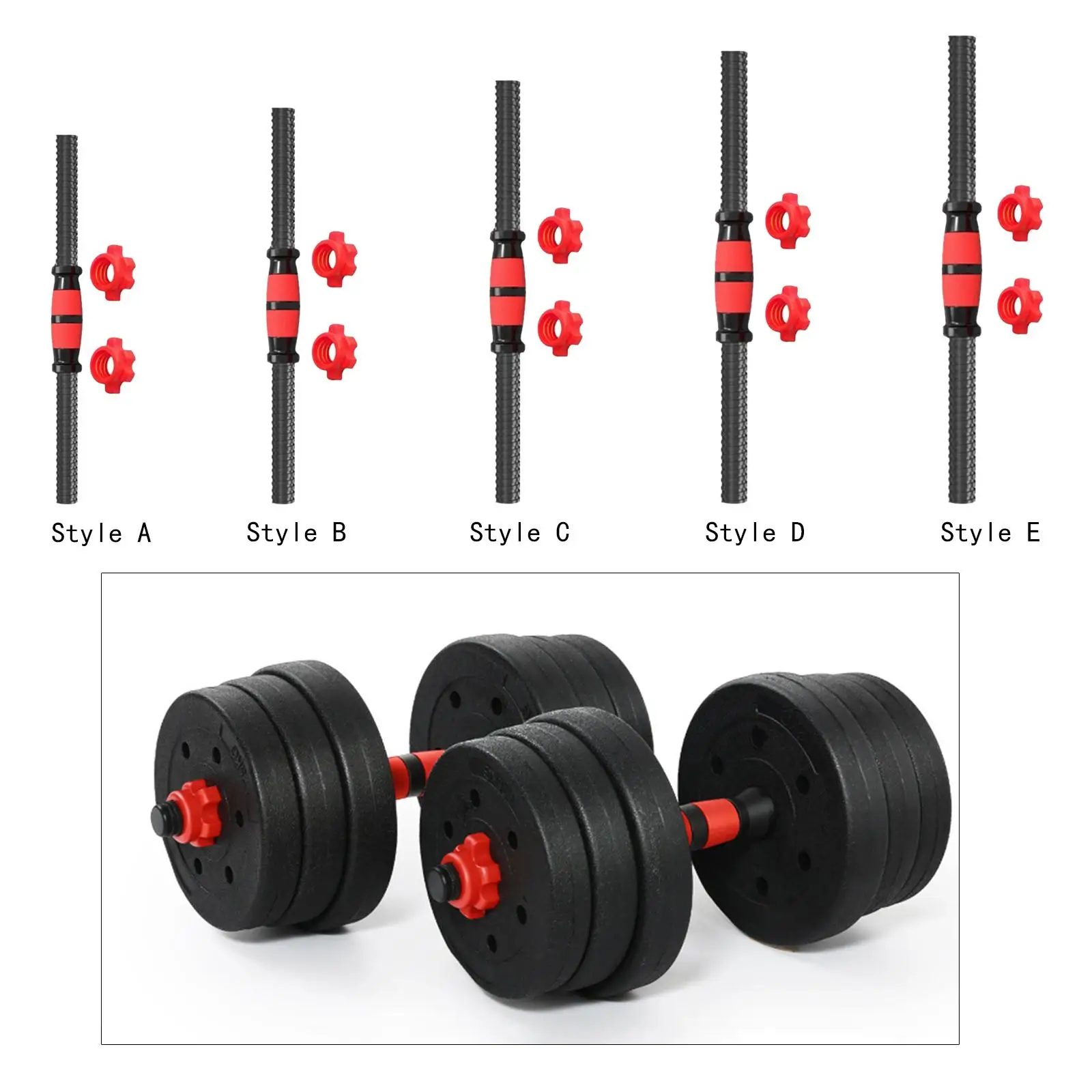 Dumbbells Rod Adjustable Portable Barbell Lifting Easy to Install Dumbbells Set