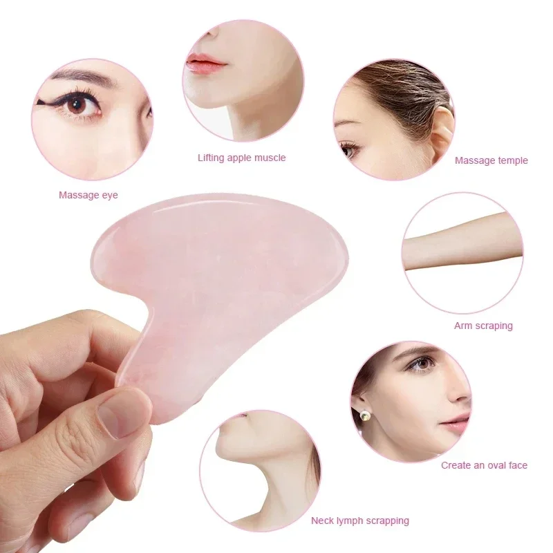 Natural Jade Stone Gua Sha Massage Board Rose Quartz Guasha Plate Jade Face Massager Scrapers Tools For Face Neck Back Body