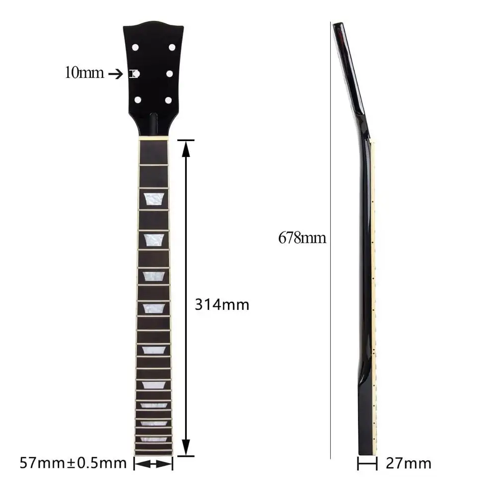 

22-fret Guitar Neck Maple Wooden Rosewood Solid Black Finish Guitar Handle For Electric Guitar