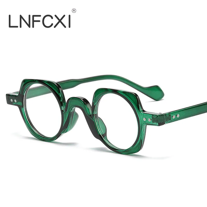 Retro Round Punk Glasses for Men Women Clear Lens Fashion Frame Vintage Hexagon Decoration