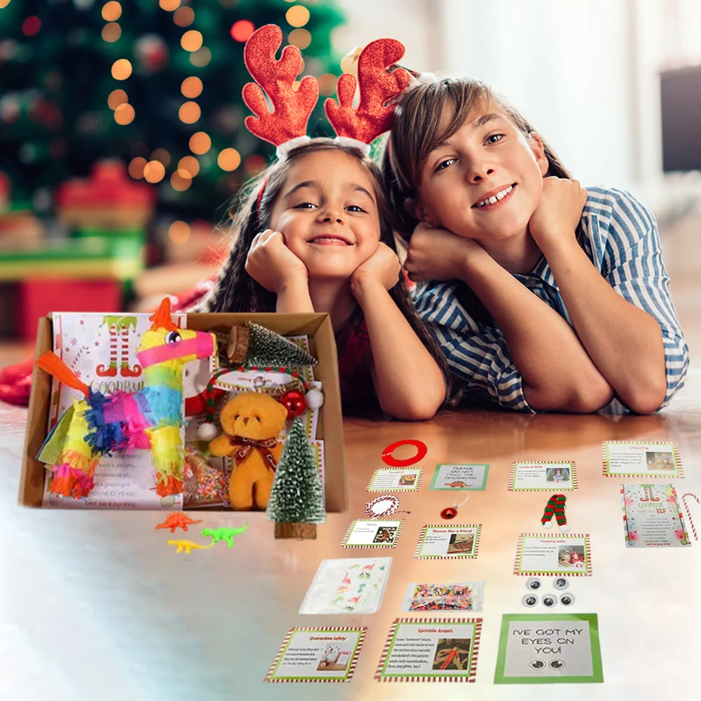 Christmas Advent Calendar Elf Kit 12/24 Days of Christmas Fun Elf Activities Props for Children Friends Family