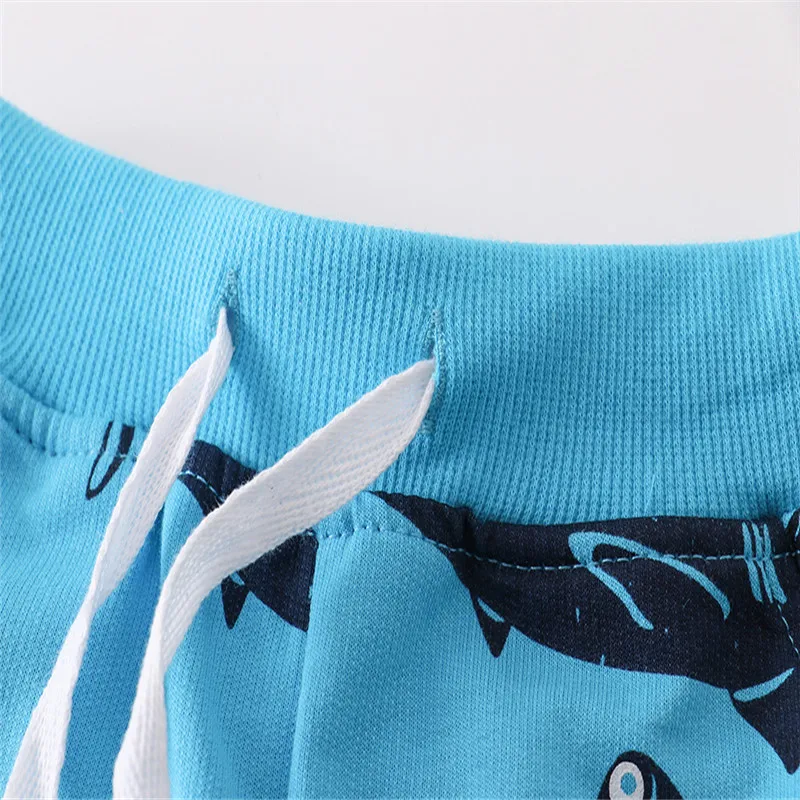 2-7T Summer Boys Shorts Sharks Print Drawstring Baby Boys Girls Short Pants Animals Children Kids Trousers