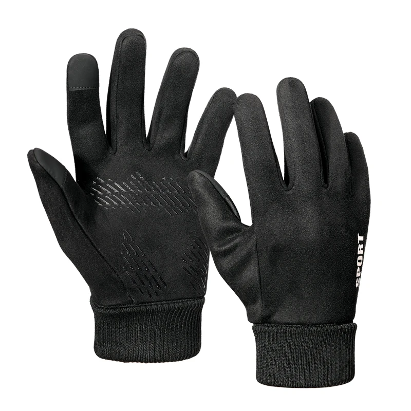 Suede Fabric Men's Gloves Soft Autumn Winter Thick Warm Male Skin-Friendly Skiing Non-Slip Cycling Elastic Touchscreen Gloves 6
