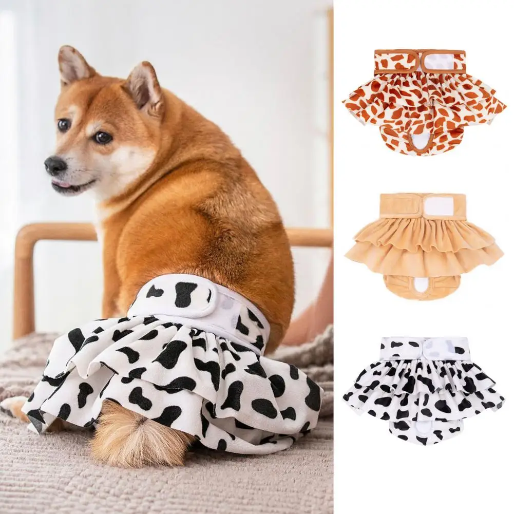 

Dog Diapers Female Pet Menstrual Pants Washable Fastener Tape Reusable Fashionable Print Pet Physiological Pants Pet Supplies