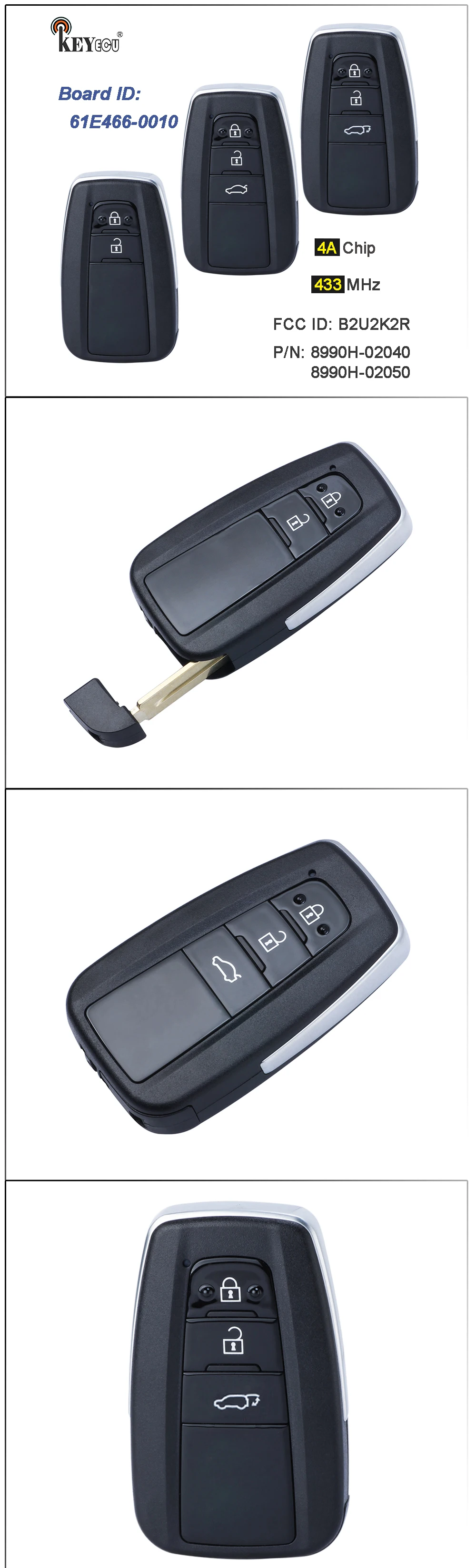 Keyforkess A433 F433 27145-0140 / 27145-3370 / 27145-5290 portachiavi remoto Smart Card per Toyota Prado Venza - S0ddef17c83be433eb8ca5fd39ef018c6A