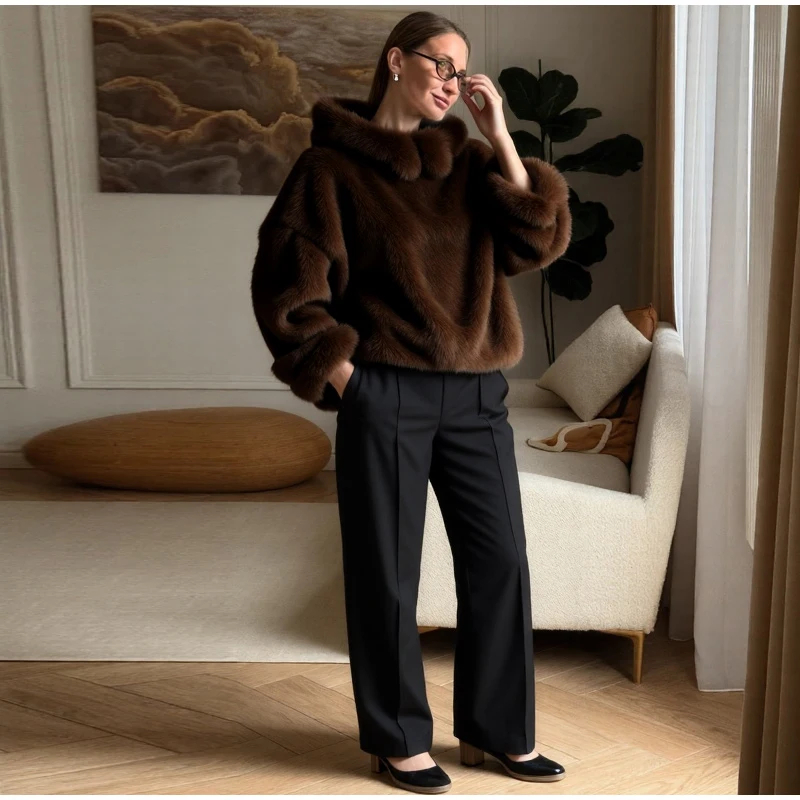 Chic Faux Pelz frauen Mäntel Elegante Revers Binden Gürtel Verdicken Volle Hülse Weibliche Jacken 2025, Herbst Winter Neue dame Streetwears – Detail 10