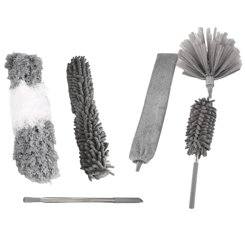 

6Pcs Duster Cleaning Kit,Extendable Microfiber Feather Duster For Cleaning Dust Cobweb Ceiling Fans Lights Blinds Cars