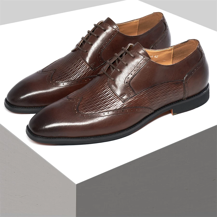 

Туфли-Броги мужские классические, Роскошные итальянские, оксфорды, заостренный носок, на шнуровке, обувь ручной работы для офиса, банкета