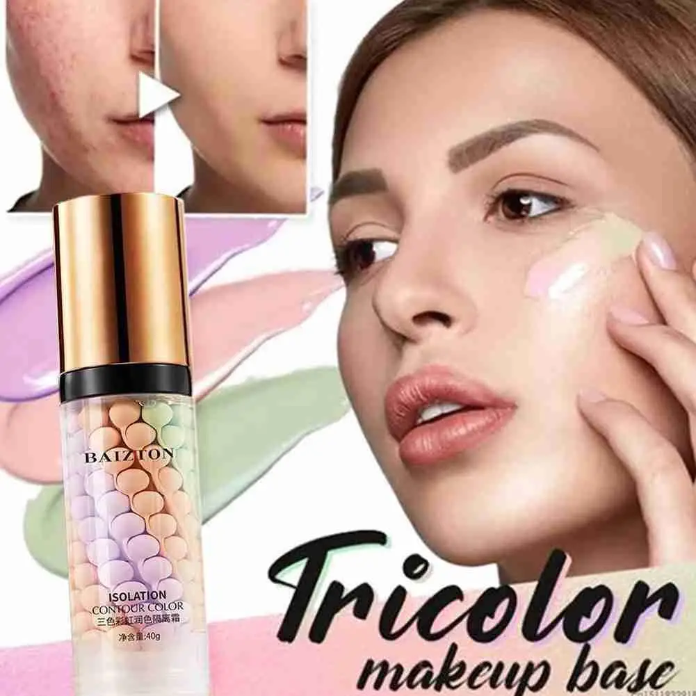 

3 Color Rainbow Isolation Cream Concealer Moisturizing Brighten Oil Long Base Cosmetic Makeup Lasting Control Refreshing B6P8