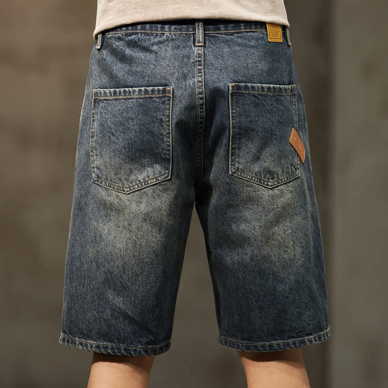 Men Summer Short Jeans Denim Shorts Loose Fit Wide Leg Baggy Jeans Knee Length Pants Casaul Large Size Oversized 42 Men's Shorts 5