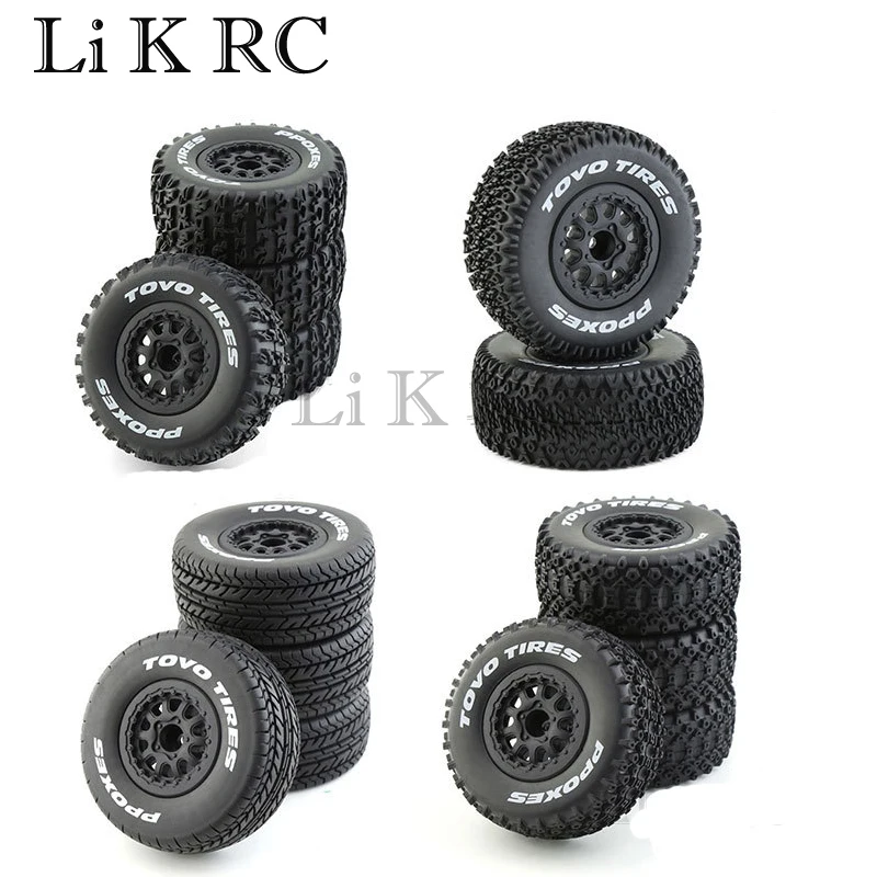 

4pcs 112mm 1/10 Short Course Truck Tires Tyre Wheel With 12mm Hex For Slash Arrma Senton HuanQi 727 Vkar 10sc Hpi Rc Car