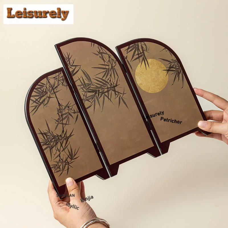 New Chinese Style Moonlight Bamboo Crane Desktop Screen Antique Living Room Entrance Tea Table Study Decorative Painting Ornamen