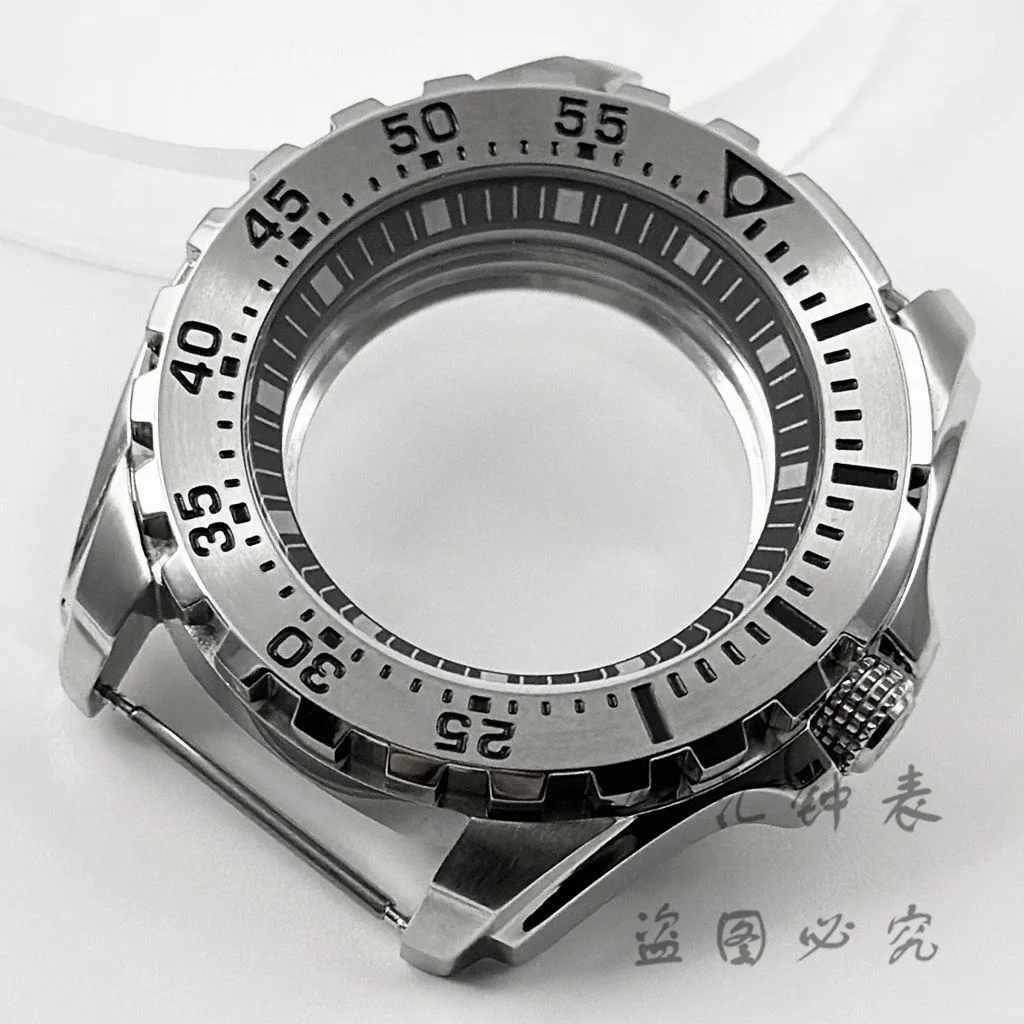Silver Stainless Steel Watch Case with Multi-Color Ring Design, 44MM