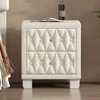 Nightstand with Storage Drawers, Upholstered Velvet Bedside End Table for Small Bedroom, Beige 3