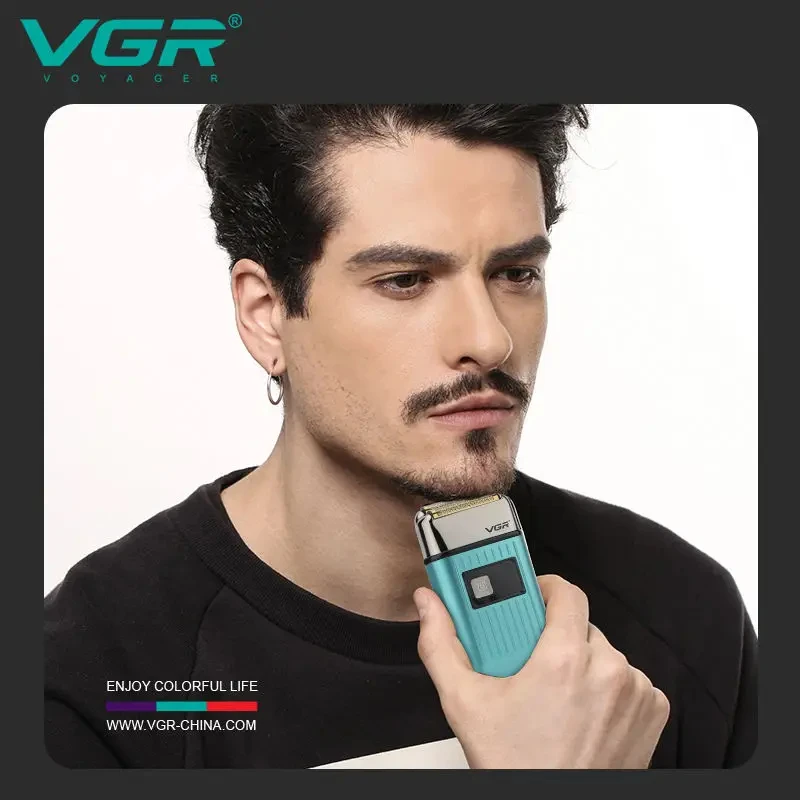 VGR V-357 왕복 면도기 합금 이중날 딥 클리닝 면도기 LED 지능형 디지털 헤어 트리머 및 미백 기능 포함