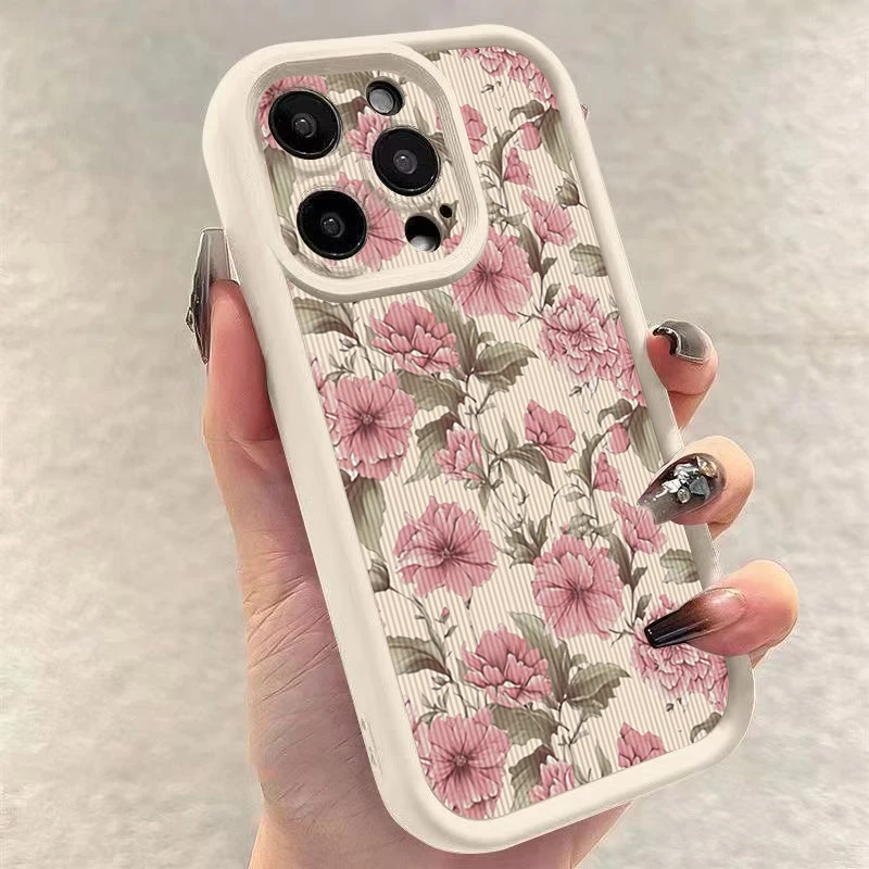 Vintage Floral Pattern Shockproof Candy Silicone Phone Case Cover