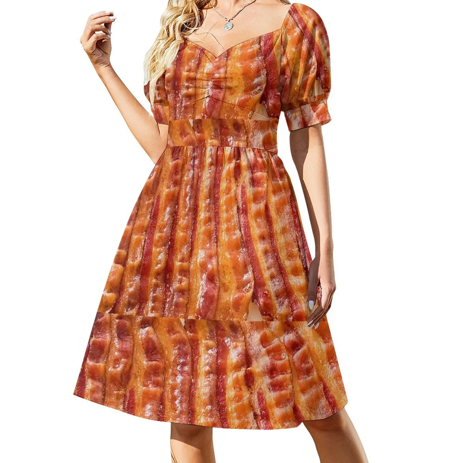 

Bacon!Lot's of Bacon!Wrapped in Bacon! Sleeveless Dress woman dress Long veiled dresses