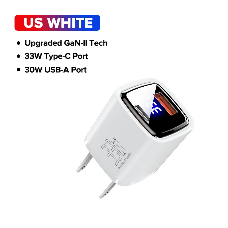 33W GaN Dual-Port Fast Charging USB-C Adapter