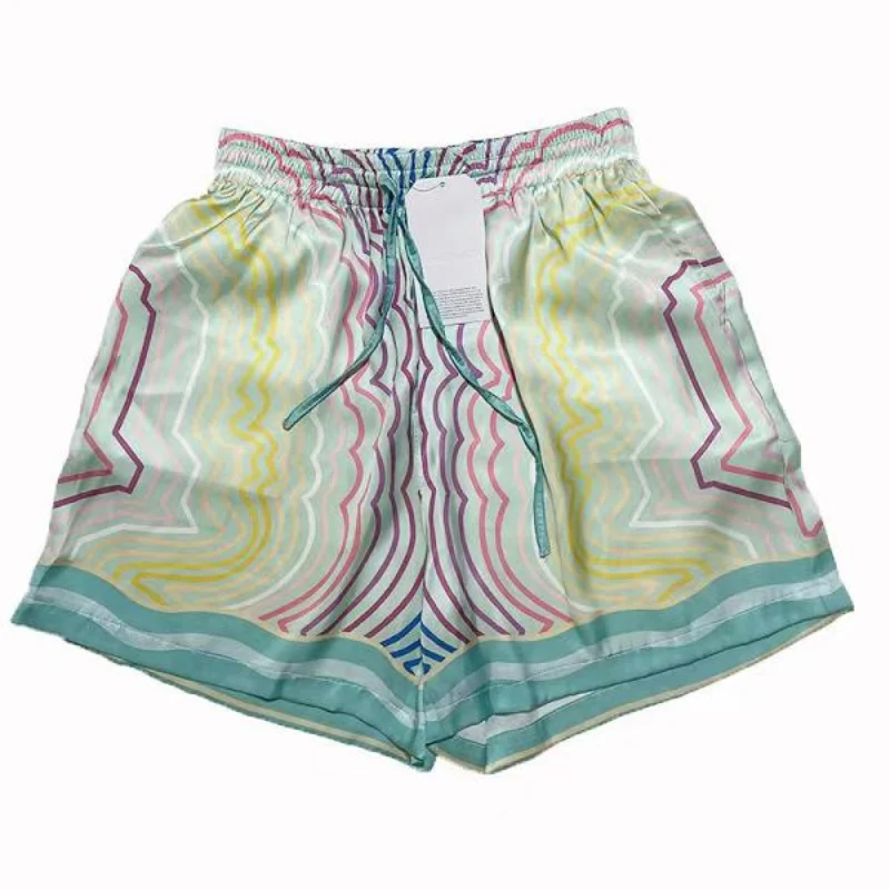 

23SS Hawaii Casual Silk Shorts Casablanca Shorts Men Women EU Size Cool Fabric Casablanca Shorts Fashion Summer Lil Peep